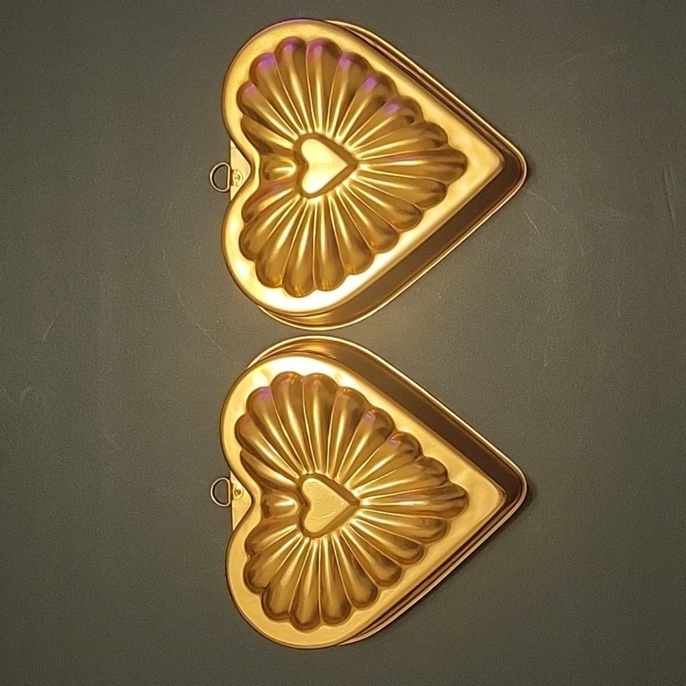 2 Vintage Heart Shaped Copper Aluminum Jell-O Mold